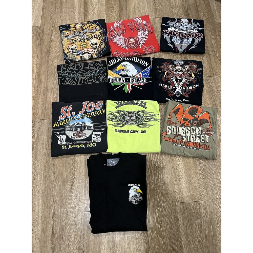 Lot Of 10 Harley Davidson Shirts Tops Y2K Biker Reseller Bundle 2000s Mix Sizes